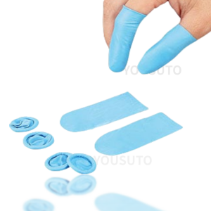 日本进口无硫手指套-进口HANAKI 指套，尺寸S15 M18适合：油性组件处理，ESD控制区（防静电），蓝色切口短手指套，加厚