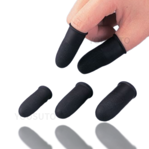 黑色防静电手指套，防止电子元件制造过程中因静电引起的生产故障和元件缺陷的指套。带防滑